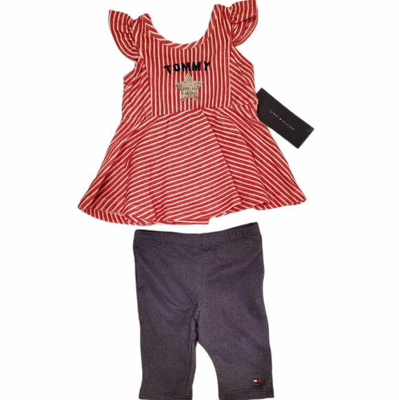 Tommy Hilfiger Other - Tommy Hilfiger baby girl set top and Capri legging